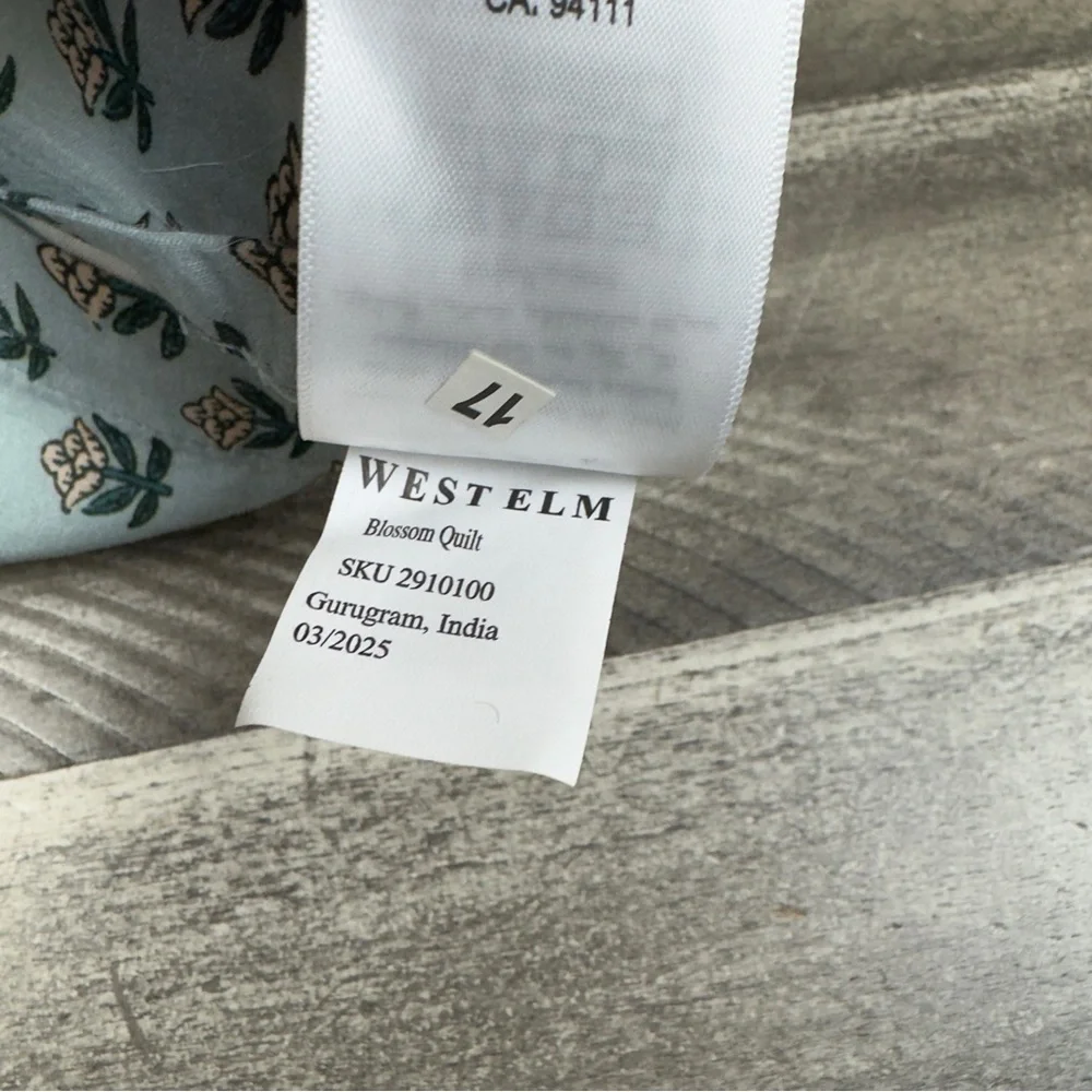 West Elm Blossom Pillow Sham Standard (1) Blue Multicolor Cut Tags Read NWOT